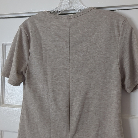 Sozy Shirt Mini Dress Small Tan Heathered Soft Comfy Short Sleeve Feminine - Picture 5 of 11